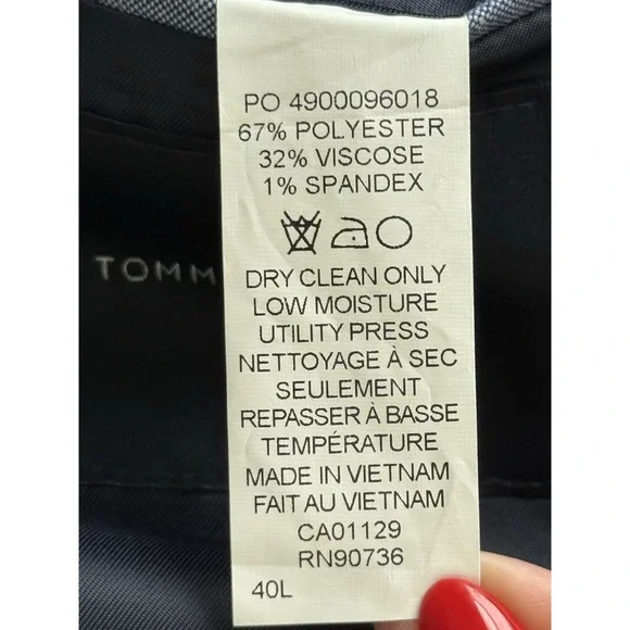 NWT Tommy Hilfiger Trevor Blazer Mens 40 Long Dark Blue Sport Coat Herringbone - Picture 6 of 7